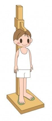 身長を測っている男性のイラスト
