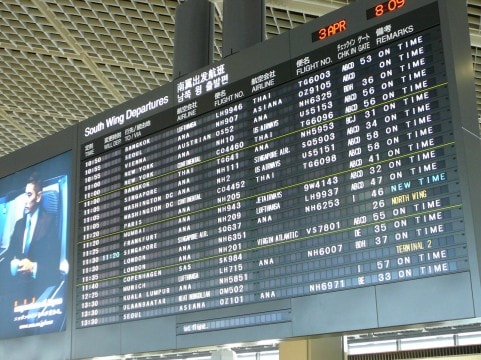 空港のボーディングパネル