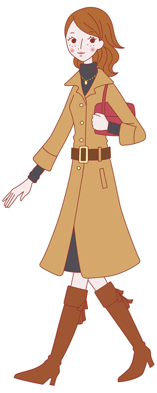 コートを着ている女性