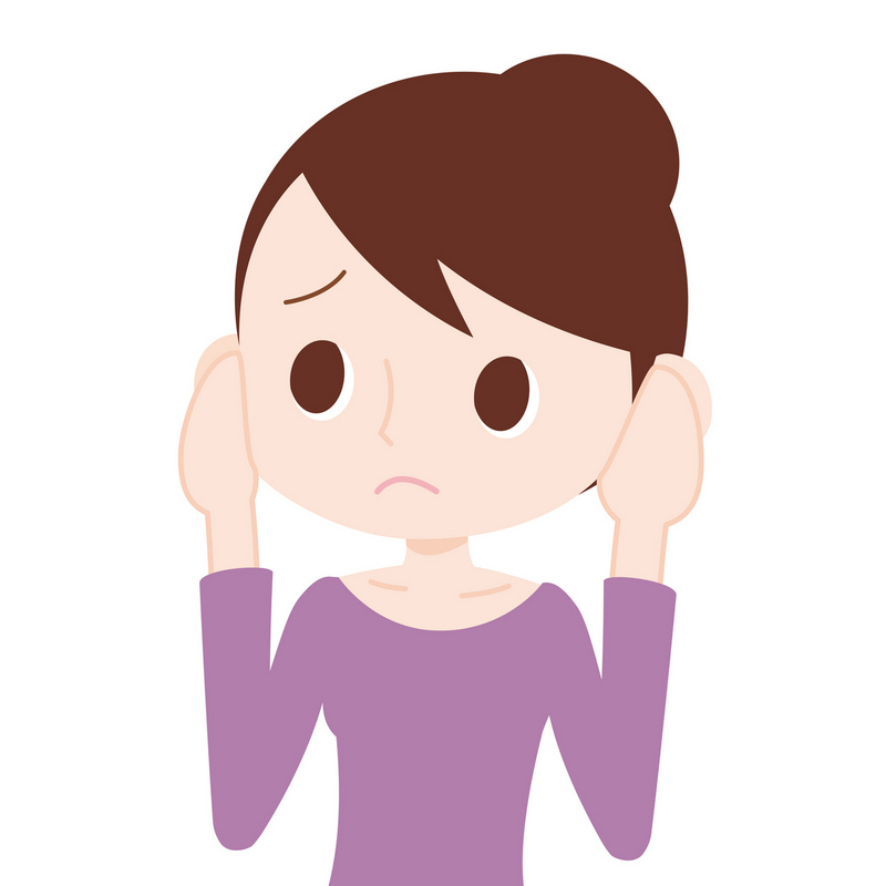 耳をふさいでいる女性のイラスト