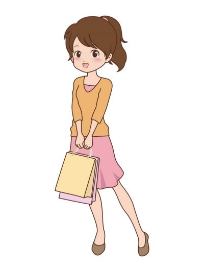 買い物をしている女性のイラスト