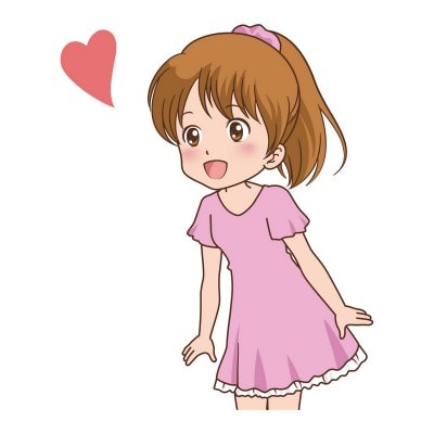 ハートマークが出ている女の子のイラスト