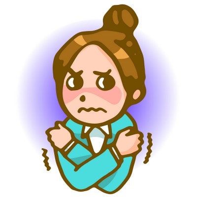 震えている女性のイラスト