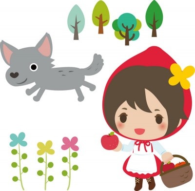 赤ずきんとオオカミのイラスト